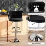 SERENIT Modern Silver Swivel Upholstered Velvet Adjustable Height Counter Stool with Metal Frame V255-GP2217R-BLACK