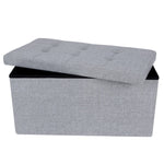 SONGMICS 76cm Folding Storage Ottoman Bench Foot Rest Stool Light Gray V227-8498402106080