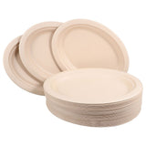 Versatile Oval Beige Paper Pulp Plates for Various Occasions 50Pcs V1369-AZ3-W-18537