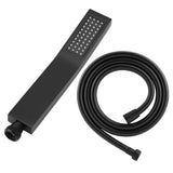 Matte Black Brass Square Handheld Shower Head Bathroom Sprayer Handshower with Hose V1294-YM0727-JY15299