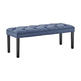 Cate Button-Tufted Upholstered Bench by Sarantino - Blue Linen BCH-438-BU