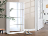 Artiss Shoe Rack Cabinet Mirror 60 Pairs White Rira FURNI-L-SHOE-MIR4D-WH-AB