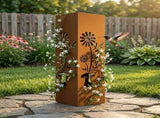 Rustic Pineapple Garden Column Outdoor Metal Sculpture, Modern Yard Statues, Decorative Light Cover, V1192-AZ-W-26238
