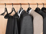 TOPIA HANGER Black Wooden Coat Hanger 6 Pack, Wide Shoulder Wood Suit Hangers with Extra-Thick Flat V1258-DP02-F-232