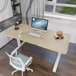 140cm Standing Desk Height Adjustable Sit Stand Motorised White Dual Motors Frame Maple Top V255-DMW-140M