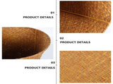 Brown Straw Woven Wastebasket Large Capacity Trash Can for Office, Home Storage and Household Use V1370-AZ4-20528
