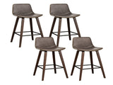 Artiss 4x Bar Stools Vintage Leather Wooden BA-TW-8701-BZX4
