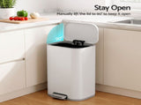 Cefito 30L Pedal Rubbish Bin Kitchen Trash Garbage Waste Can Soft Close White RB-30L-1C-WH