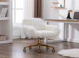 Fluffy Office Chair Faux Fur Modern Swivel Desk Chair for Women And Girls-White V226-SW1005WT