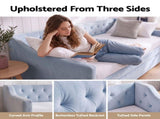 Artiss Single Buttonless Tufted Daybed Frame & Trundle, Blue XFSI-DBRK111AS-AB