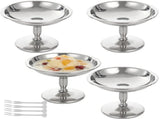 4PCS Ice Cream Cups, Stainless Steel Desserts Serving Bowls, 100ml/3.4oz Metal Dessert Cups with V1192-AZ-W-18330