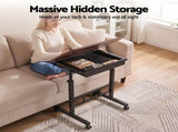 Artiss Adjustable Laptop Desk Mobile Bedside Table Hidden Storage Walnut LA-DESK-C-STO-DW