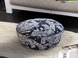 SOGA 2X 50x30CM Black Round Soft Pouffe Seat Cushion Elegant Home Accent Dcor Stylish Footstool POUFFE641X2