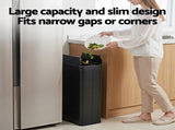 Devanti Rubbish Bin 70L Automatic Sensor Kitchen Bin, Slim Smart Garbage Can Touchless Rectangular SB-E-70L-BK