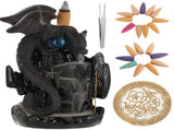 Ceramic Dragon Backflow Incense Burner, Waterfall Incense, Fantasy Dragon Castle Aromatherapy V1369-AZ3-W-08802