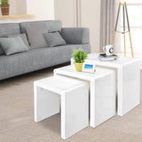 Artiss Nesting Coffee Table Set of 3 Glossy White FURNI-GLOSS-NEST3