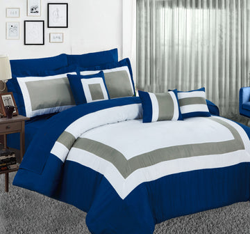 10 piece comforter and sheets set king navy V517-BP10-KN