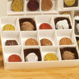 50 Pack of White Card Chocolate Sweet Soap Product Retail Gift Box - 12 bay 4x4x3cm Compartments V382-50CHOC12BAY