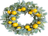 18 Inch Yellow Lemon Spring Summer Wreath for Front, Lamb Ears Leaves with Artificial Lemon V1258-DP02-C-2679