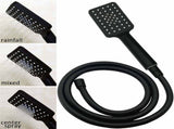 Matt Black Twin Set 12" Large Shower Head 3 Modes Handheld Gooseneck Arm Wall Mixer V1233-A702BHS002M4CBKSS112BKSQ201B