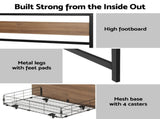 Giselle 18cm Queen Mattress Pillowtop and Artiss Metal Bed Frame Set With 2 drawers MABF-PT18-DREW-Q