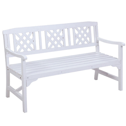 Gardeon Outdoor Garden Bench Wooden Chair 3 Seat Patio Furniture Lounge White ODF-BENCH-3SEAT-WH-AB