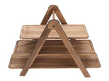 Wood 3 Tier Serving Tray Cupcake Display Rectangle Platter Wooden Farmhouse Tiered Tray V1294-YM0901-3118250062311