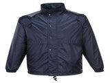 HUSKI STRATUS RAIN JACKET Waterproof Workwear Concealed Hood Windproof Packable - Navy Blue - S V563-918032-STRATUS-NAVYBLU-S