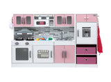 Keezi Kids Kitchen Playset 2-Piece Wooden Pretend Play Coffee Maker Toy 100CM Pink PLAY-WOOD-COMBINATION-PK