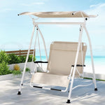 Gardeon Outdoor Swing Chair Garden Lounger 2 Seater Canopy Patio Furniture Beige GSC-BST-2S-LOUNGE-BE