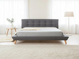 Double Linen Fabric Deluxe Bed Frame Grey V63-819153