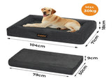 Pawz XL Size Orthopedic Dog Bed with Corduroy Removable Cover Waterproof Washable Grey PT1276-XL-GY