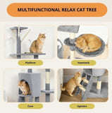 CARLA HOME 134cm Cat Tree for Indoor Cats with Hammock, Plush Perch & Sisal Scratching Posts for V178-36378