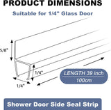 Frameless Door Seal Set for 1/4 Inch Glass Doors - 2-Pack Bottom Seal and 2-Pack Side Stop V1258-DP02-C-615
