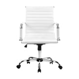 Artiss Office Chair Conference Chairs PU Leather Mid Back White OCHAIR-H-8147-WH