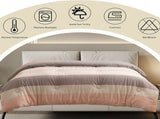 Soft Washed Microfiber Quilt, Warm Thickened Winter Comforter for Student Dorm Bedroom, Gray Pink V1369-AZ3-W-10256