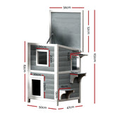i.Pet Outdoor Cat House Shelter 56cm x 52cm x 82cm Rabbit Hutch Wooden Condo Small Outdoor Cat House PET-CH-81-GR