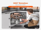 28" Kidney Shaped Chrome Corner Organizer, 360&deg Rotatble Kitchen Base Cabinet Blind Corner, 2 Tier V952-QKXBMJSNLDGGTNJRVV0