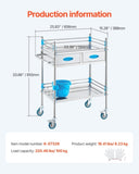 Lab Serving Cart, 2 Layers Stainless Steel Utility Rolling Cart, Medical Cart with Two Drawers, V952-SYSST42014302PL3ZV0