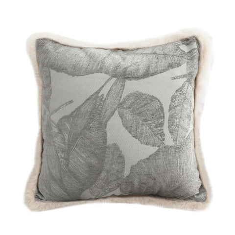 SOGA 45cm Wabi-sabi Raised Embroidery Leaf & Square Throw Pillow FRENCHCUSHION260