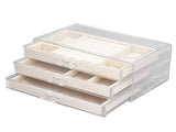 Acrylic Jewelry Organizer Clear Acrylic Beige Drawer Desk Storage Jewelry Box for Stud Earrings V1294-YM0715-3117220129511