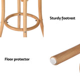 Artiss 4x Bar Stoosl Rattan Seat Wooden BA-L-RA-B13-NAX4