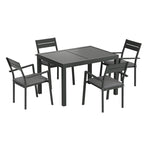 Gardeon Outdoor Dining Set 5 Piece Aluminum Extendable Table Setting Black FF-DINING-5CLS-BK-ABC