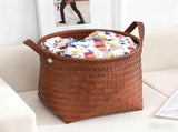 Woven Storage Baskets with Handles, Rattan Hamper Bin for Toys Laundry Blankets, Home Decor, Round, V1237-ZY00B0DGFQGJ9S