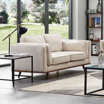 2 Seater Sofa Beige Fabric Modern Lounge Set for Living Room Couch with Wooden Frame V43-SOF-YOKBG2S