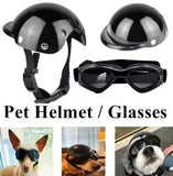 Size S Black Pet Helmet & Goggles Set - Adjustable Safety Gear for Dogs, UV Protection, Durable ABS V888-ELOSUNG17328