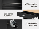Artiss Kitchen Island Trolley Rolling Serving Cart Storage Cart Shelf Towel Rack FUR-S-KI-01-BK-AB