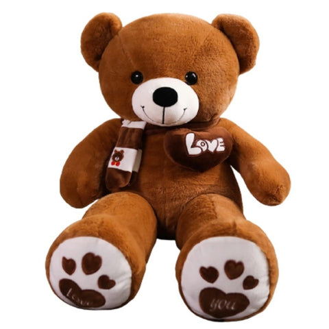 NNECN Huge 100cm Brown Giant Teddy Bear Toys Stuffed Animals Soft Plush Cotton Scarf Bear Hold V728-NNETEDB