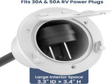 Safoner Aluminum RV Power Cord Hatch Cover, Electric Cable Pass-Through Hatch, Accepts 30A/50A Plugs V1259-DP01-F-53