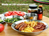 Stainless Steel Outdoor Dinnerware Set of 4 2 Bowls & 2 Plates for Camping, Picnics, and Barbecues V1366-AZ2-W-12858